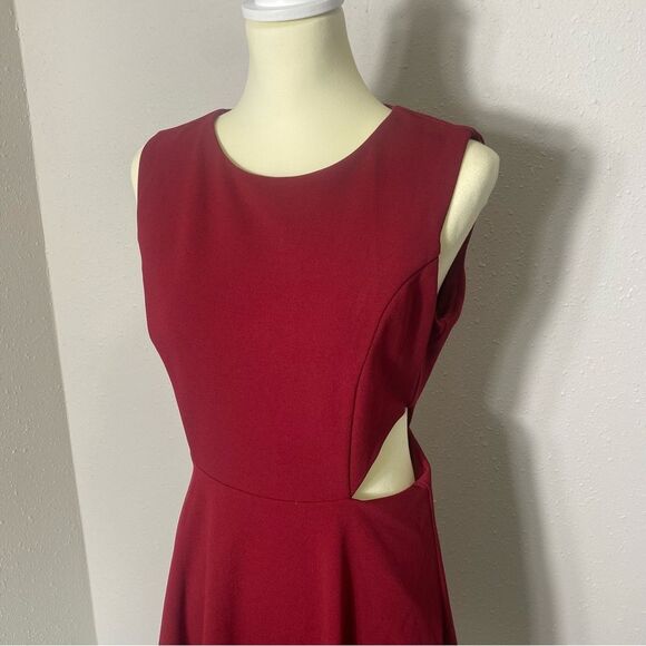 Lulu's Toast to You Wine Red Cutout Skater Dress Women's Size Large - Picture 12 of 16